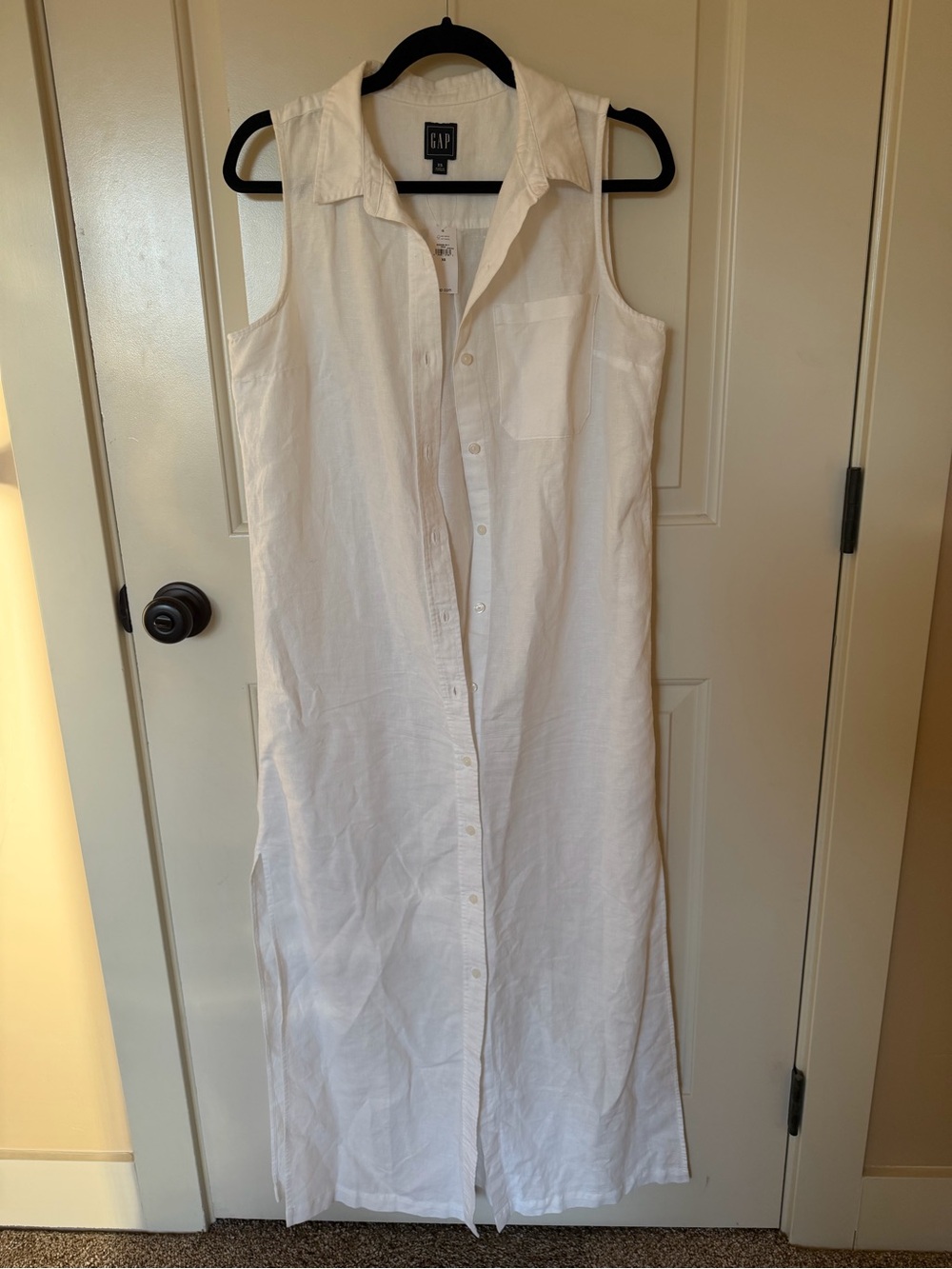 NWT GAP White Sleeveless Button-Front Maxi Shirt Dress